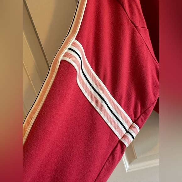 Express Small Cropped Red Striped Sleeve Varsity Sweater - Picture 6 of 7